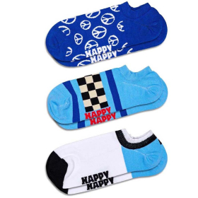 HAPPY SOCKS Чорапи 3-PACK BLUE PEACE NO SHOW SOCKS ЗА МАЖИ