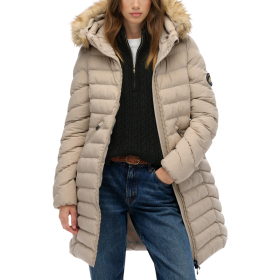 SUPERDRY Јакна FUJI FAUX FUR HOOD MID LENGTH ЗА ЖЕНИ
